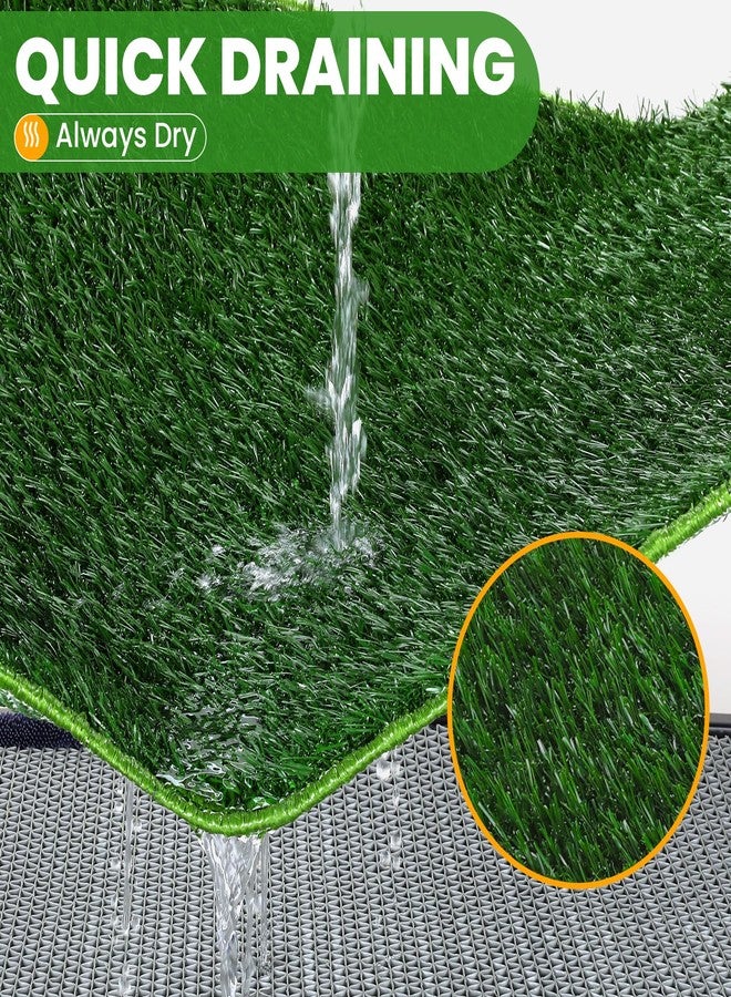 FURWEY FURWAY Dog Grass Pad with Tray Artificial Grass Puppy Pee Pad for Dogs, Reusable 4-Layer Training Potty Pad with Tray, Quick Absorbent Indoor & Outdoor Portable Dog Patio Potty ( 35.4"x23.6") - Image 4
