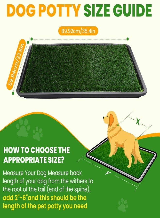 FURWEY FURWAY Dog Grass Pad with Tray Artificial Grass Puppy Pee Pad for Dogs, Reusable 4-Layer Training Potty Pad with Tray, Quick Absorbent Indoor & Outdoor Portable Dog Patio Potty ( 35.4"x23.6") - Image 2