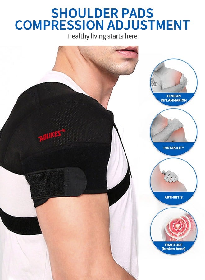 GROIC Double Shoulder Support Strap Wrap, Shoulder Brace Two-Way Adjustable Pressurized for Shoulder Stability and Recovery, Fits Left and Right Shoulder Outdoor Hiking Lifting Sports  - Image 2