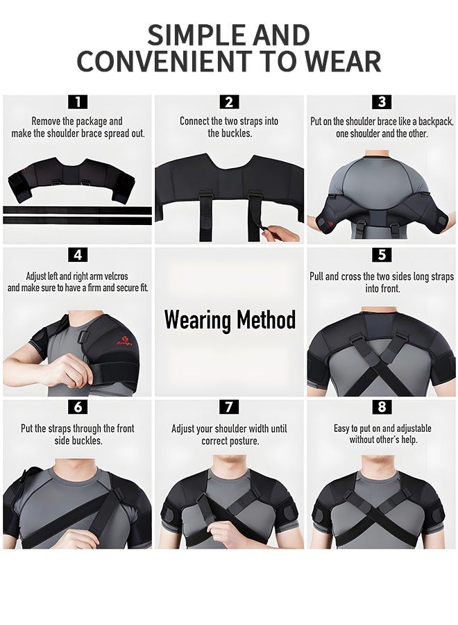 GROIC Double Shoulder Support Strap Wrap, Shoulder Brace Two-Way Adjustable Pressurized for Shoulder Stability and Recovery, Fits Left and Right Shoulder Outdoor Hiking Lifting Sports  - Image 5