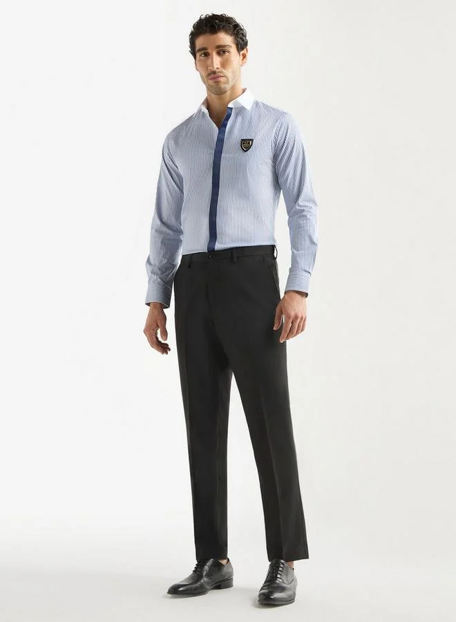 إمبيرور قميص مقلم بياقة متباينة وأكمام طويلة من إمبيرور