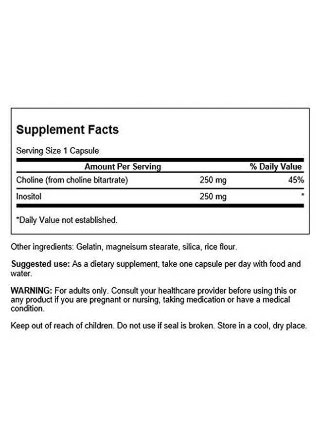 SWANSON Choline  Inositol Nerve Support Mental Function 250250 Milligrams 250 Capsules - Image 2