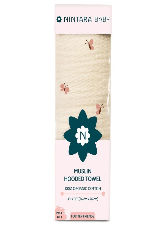 NINTARABABY Hooded Towel - 100% Organic Premium Muslin Cotton, 30" x 30" (76 cm x 76 cm), Ultra-Absorbent, Soft, Breathable, Hypoallergenic, Multipurpose, Gifts for Babies & Infants - Image 1