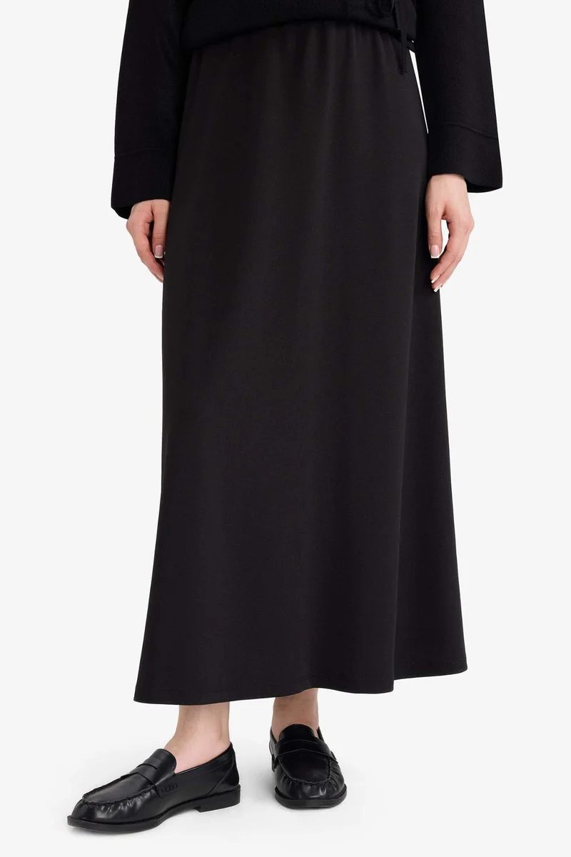 ديفاكتو A Cut Crepe Knitted Skirt