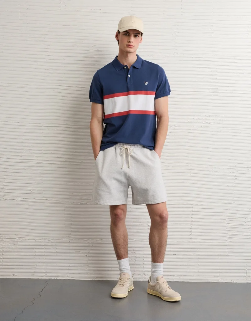 امريكان ايجل تي شيرت بولو مطاطي بقصة سلم