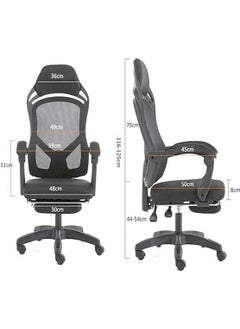 AL WADI FURNITURE AL WADI FURNITURE Compact Lockable Cherry Color Office Table with Relaxing Comfortable Reclining Height and Back Adjustable Ergonomic Mesh Back Office Chair with Footrest Black  - Image 3