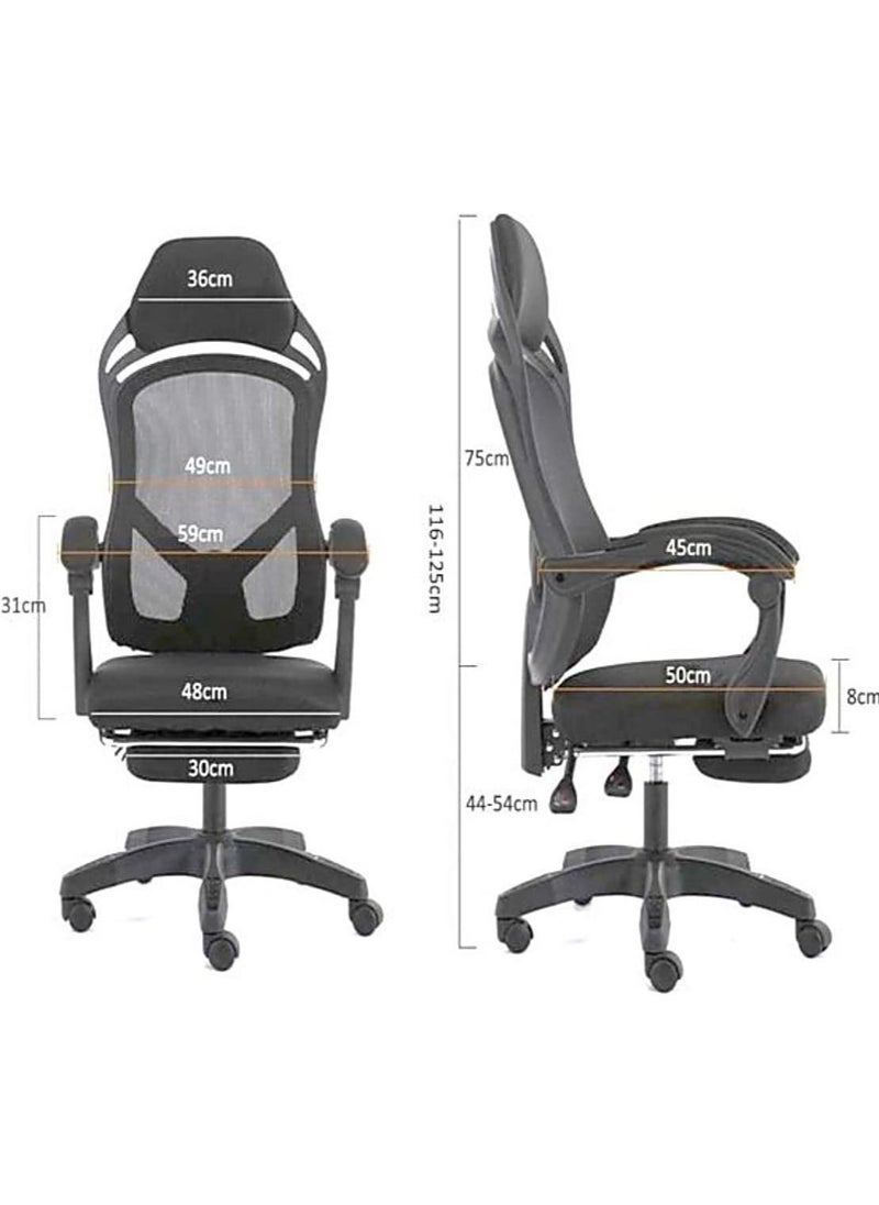 AL WADI FURNITURE AL WADI FURNITURE Compact Lockable Cherry Color Office Table with Relaxing Comfortable Reclining Height and Back Adjustable Ergonomic Mesh Back Office Chair with Footrest Black  - Image 3