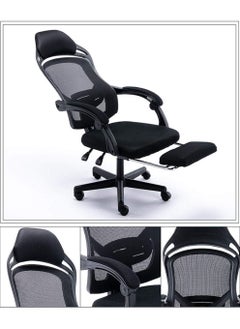 AL WADI FURNITURE AL WADI FURNITURE Compact Lockable Cherry Color Office Table with Relaxing Comfortable Reclining Height and Back Adjustable Ergonomic Mesh Back Office Chair with Footrest Black  - Image 4