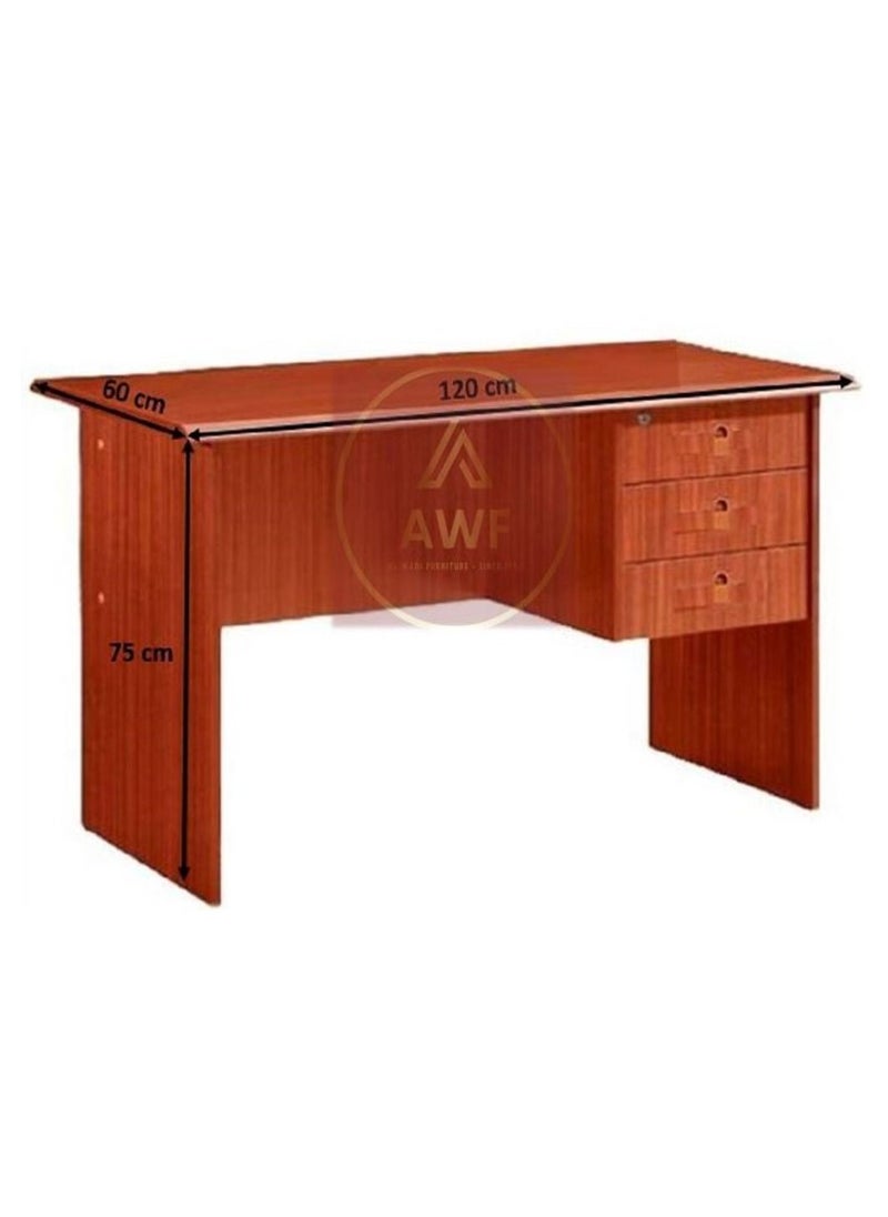 AL WADI FURNITURE AL WADI FURNITURE Compact Lockable Cherry Color Office Table with Relaxing Comfortable Reclining Height and Back Adjustable Ergonomic Mesh Back Office Chair with Footrest Black  - Image 2