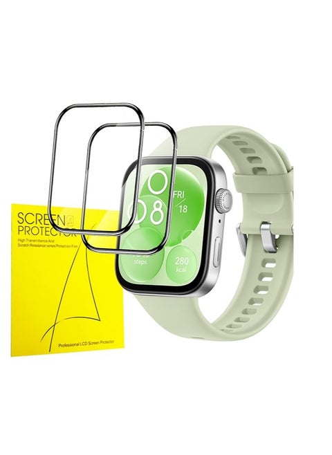2 Pack Screen Protector Compatible with HUAWEI Watch Fit 3, Anti Scratch, HD Clear, Bubble Free 3D Full Coverage Hydrogel Film Compatible for HUAWEI Watch Fit 3