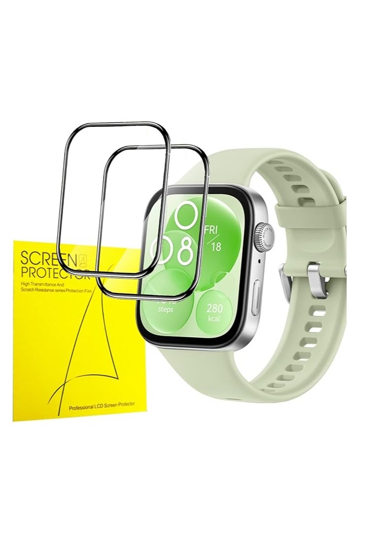 2 Pack Screen Protector Compatible with HUAWEI Watch Fit 3, Anti Scratch, HD Clear, Bubble Free 3D Full Coverage Hydrogel Film Compatible for HUAWEI Watch Fit 3