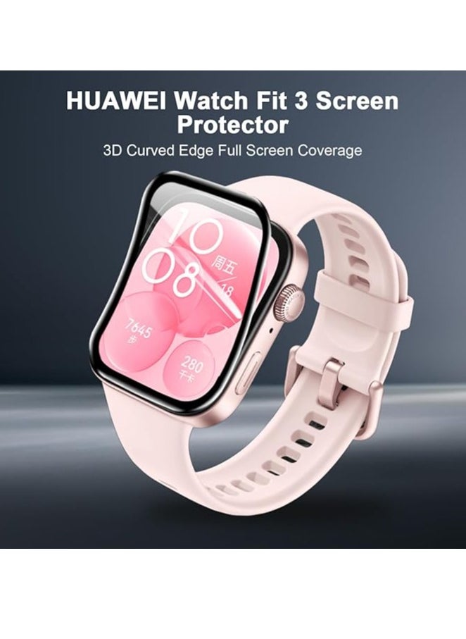 2 Pack Screen Protector Compatible with HUAWEI Watch Fit 3, Anti Scratch, HD Clear, Bubble Free 3D Full Coverage Hydrogel Film Compatible for HUAWEI Watch Fit 3