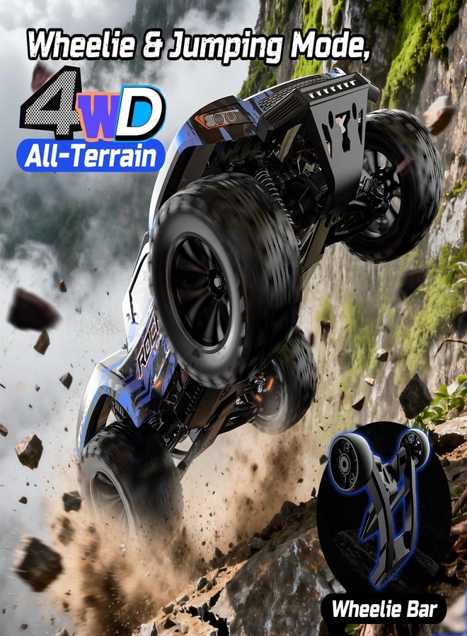 DEERC 1:12 Fast RC Cars 45KPH, 4WD High Speed Short Course RC Truck, Off-Road All Terrain Remote Control Car with 2 Rechargeable Batteries & Spare Tire, 2.4GHz Fast RC Cars for Adults Kids Boys Gift - Image 3