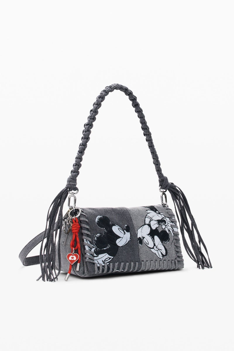DESIGUAL Medium denim fabric bag with Mickey Mouse™ embroidery - Image 3