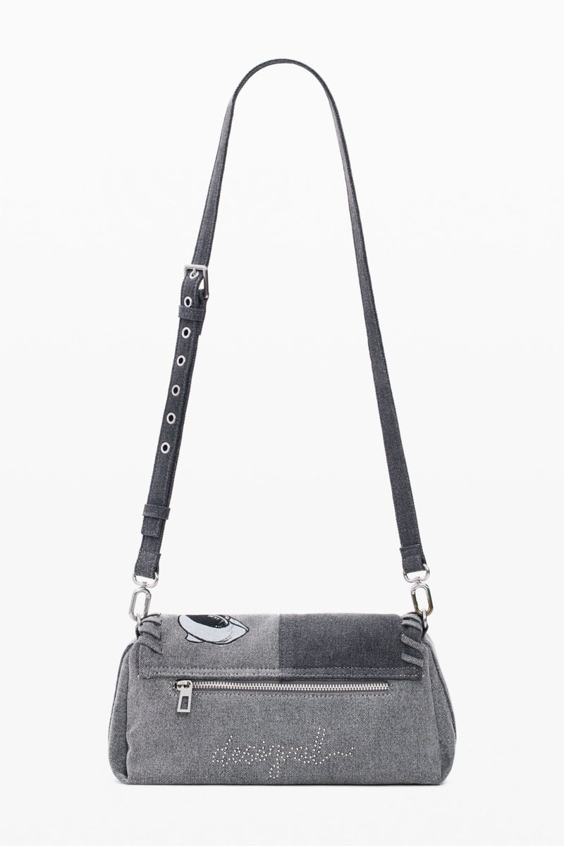 DESIGUAL Medium denim fabric bag with Mickey Mouse™ embroidery - Image 4