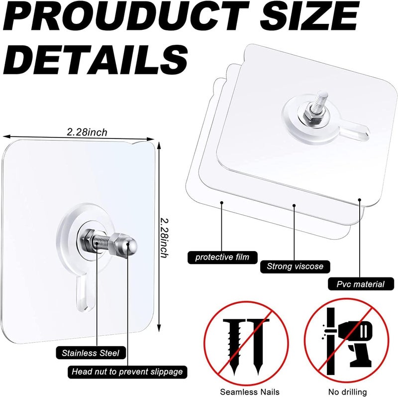 Heavy Duty Adhesive Wall Hooks No Drill – Stainless Steel Nail Hooks for Bathroom Towel Hanging, Coat Hat Robe Hooks, Wall Mount Hooks for Bedroom Living Room Home Decor (20)
