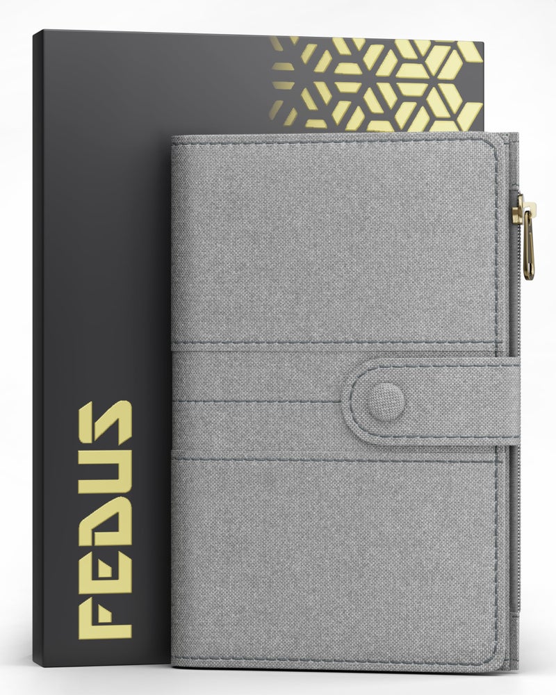 FEDUS Premium Passport Holder for Men, Passport Holder for Women Passport Cover Case Wallet with Card Holder, ID Card, Ticket,Boarding Pass Slots RFID Protected Travel Accessories Organiser Grey - Image 5