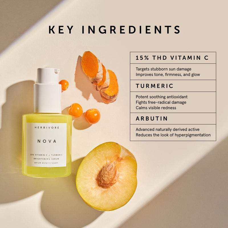HERBIVORE Nova 15% Vitamin C + Turmeric Brightening Serum for Dark Spots, Hyperpigmentation + Even Skin Tone | Vegan, Plant-Based, Cruelty-Free, 30 mL / 1 oz - Image 3