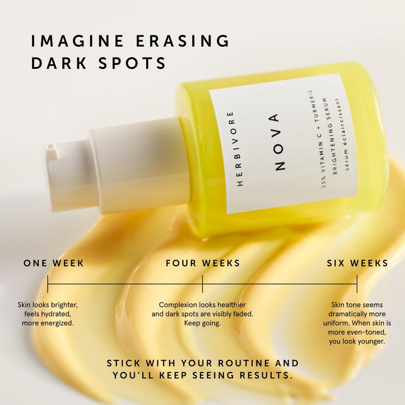 HERBIVORE Nova 15% Vitamin C + Turmeric Brightening Serum for Dark Spots, Hyperpigmentation + Even Skin Tone | Vegan, Plant-Based, Cruelty-Free, 30 mL / 1 oz - Image 2