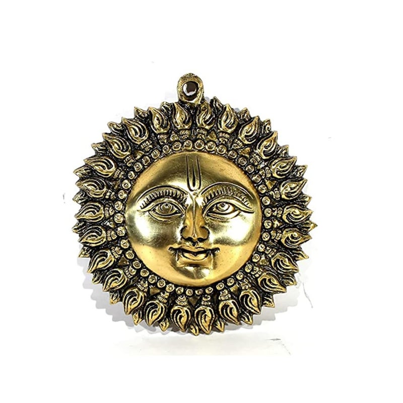 TREE MAISON CORONATING HOMES Brass Sun Weight 800 G Approx 6 Inch Approx Brass Surya Wall Hanging Home Decor Decorative Wall Hanging Sun Idol Face for Positivity at Home Office - Image 1
