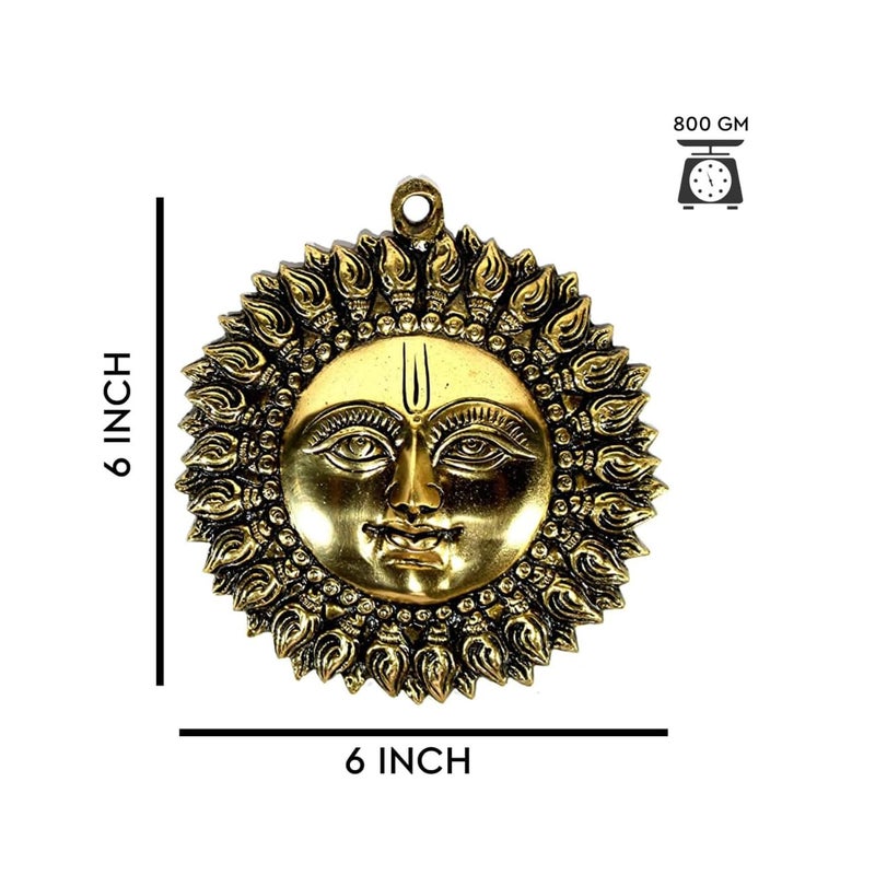 TREE MAISON CORONATING HOMES Brass Sun Weight 800 G Approx 6 Inch Approx Brass Surya Wall Hanging Home Decor Decorative Wall Hanging Sun Idol Face for Positivity at Home Office - Image 2