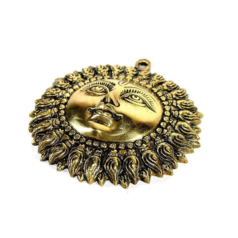 TREE MAISON CORONATING HOMES Brass Sun Weight 800 G Approx 6 Inch Approx Brass Surya Wall Hanging Home Decor Decorative Wall Hanging Sun Idol Face for Positivity at Home Office - Image 3