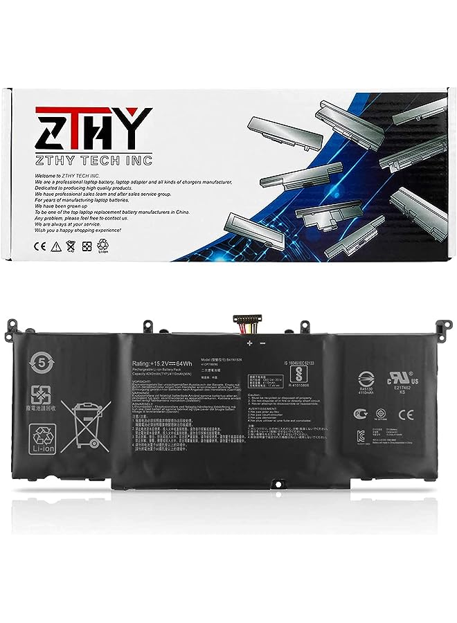 ZTHY B41N1526 Laptop Battery Replacement For Asus Fx502Vm Fx60Vm Fx502Vm-As73 Fx502Vm-Fy361T Rog Strix Gl502Vt Gl502Vt-Ds74 Gl502Vm-Fy039T S5 S5V S5Vm Series Notebook 0B200-0194000 15.2V 64Wh 4240Mah - Image 1