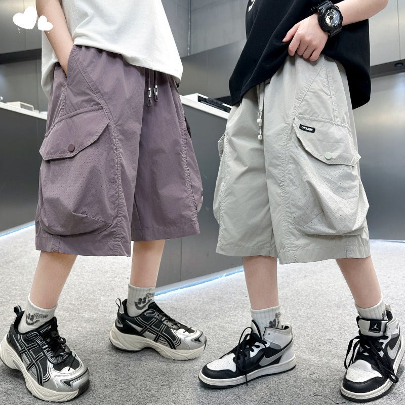 Boys' Summer Thin Shorts 2025 New Children's Summer Pants for Older Boys Street Style Cargo Shorts - Image 2