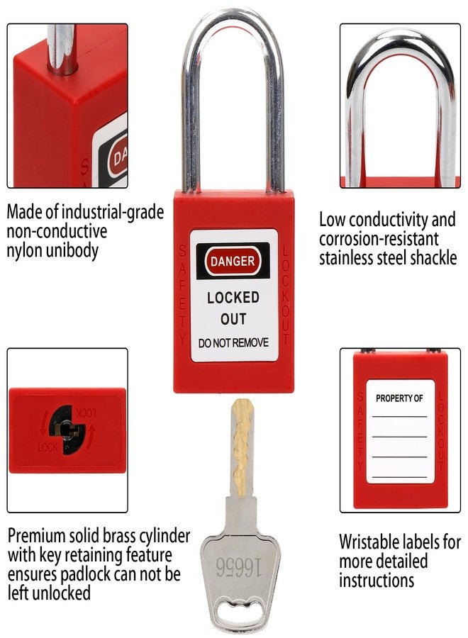 WUWEOT 10 Pack Lockout Tagout Locks, Keyed Different Red Loto Safe Padlocks, OSHA Compliant Safety Locks with Keys for Lock Out Tag Out Stations and Devices - Image 5