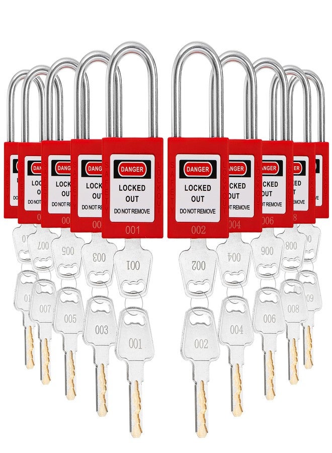 WUWEOT 10 Pack Lockout Tagout Locks, Keyed Different Red Loto Safe Padlocks, OSHA Compliant Safety Locks with Keys for Lock Out Tag Out Stations and Devices - Image 1