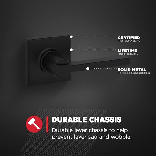 Kwikset Casey Interior Passage Door Handle, Lever For Closet and Hallway Doors, Reversible Non-Locking Handle Lever, Matte Black , with Microban Protection - Image 5