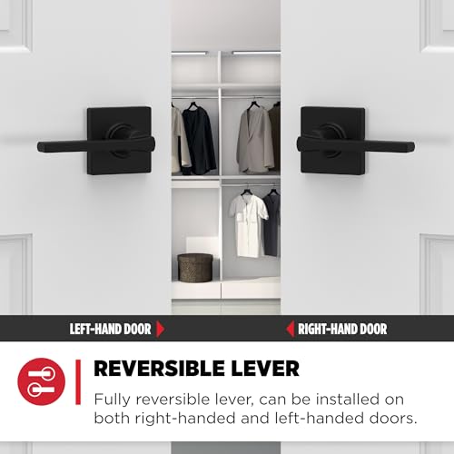 Kwikset Casey Interior Passage Door Handle, Lever For Closet and Hallway Doors, Reversible Non-Locking Handle Lever, Matte Black , with Microban Protection - Image 4