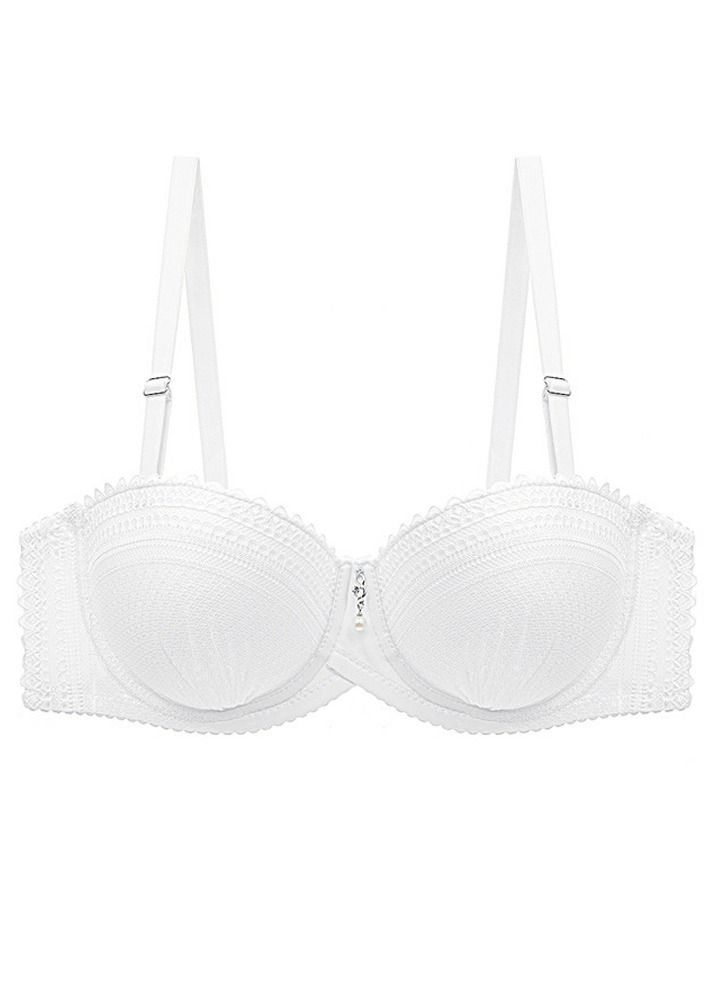 Comfy Solid Color 1/2 Cup Thin Cup Lace Bra White