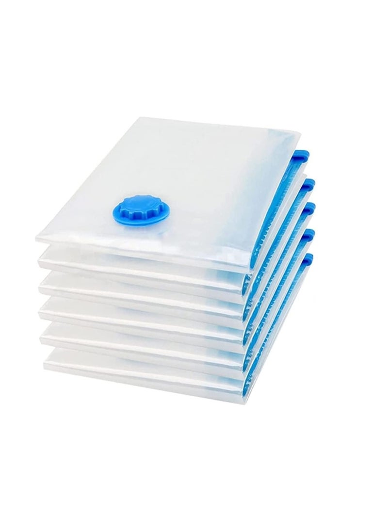 6-Piece Vacuum Reusable Sealer Storage Bag Clear/Blue 70x100cm - Image 1