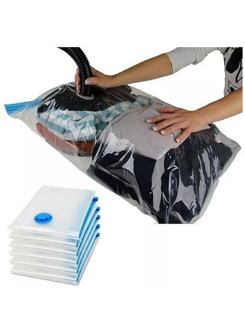 6-Piece Vacuum Reusable Sealer Storage Bag Clear/Blue 70x100cm - Image 2