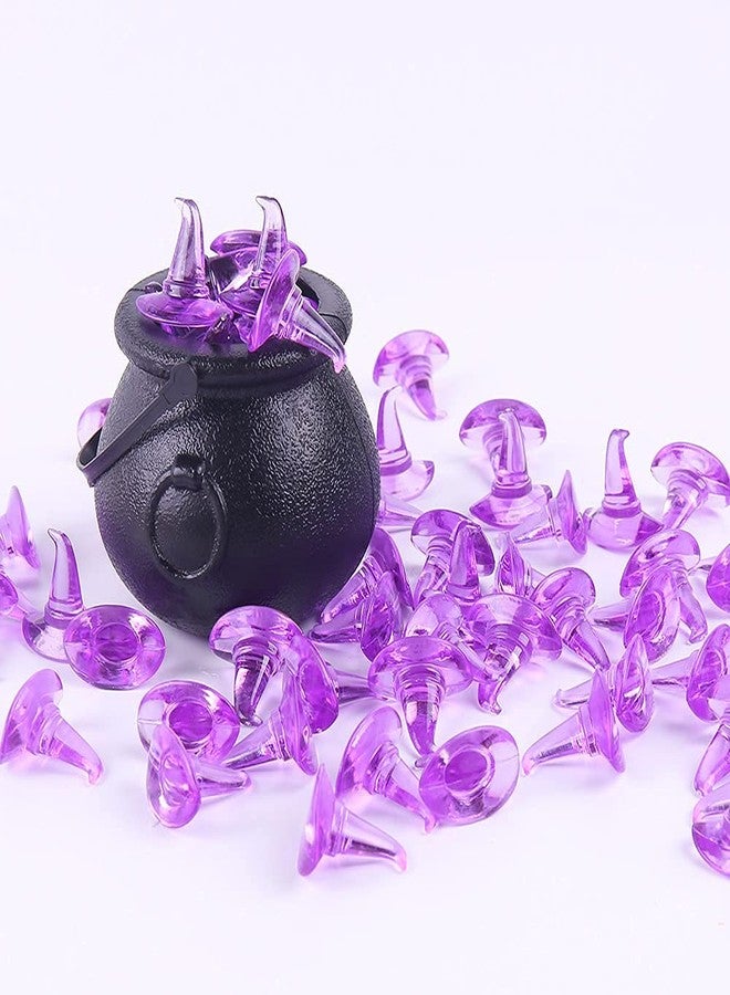 Crazy Night Mini Acrylic Witch Hat Ornaments Halloween Party Decoration Thanksgiving Party Decoration Acrylic Hats Purple(50 Pieces) - Image 3