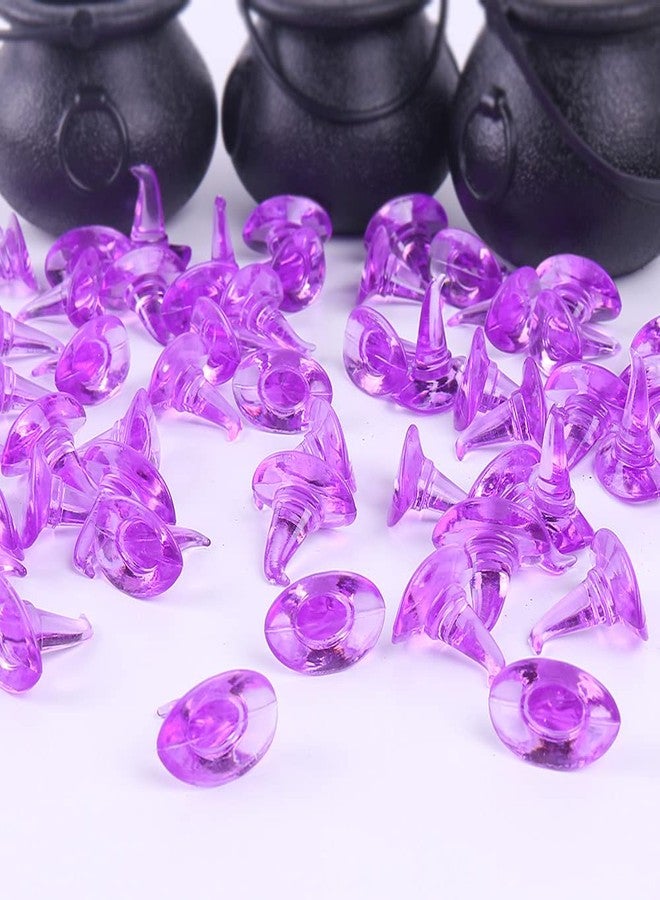 Crazy Night Mini Acrylic Witch Hat Ornaments Halloween Party Decoration Thanksgiving Party Decoration Acrylic Hats Purple(50 Pieces) - Image 5