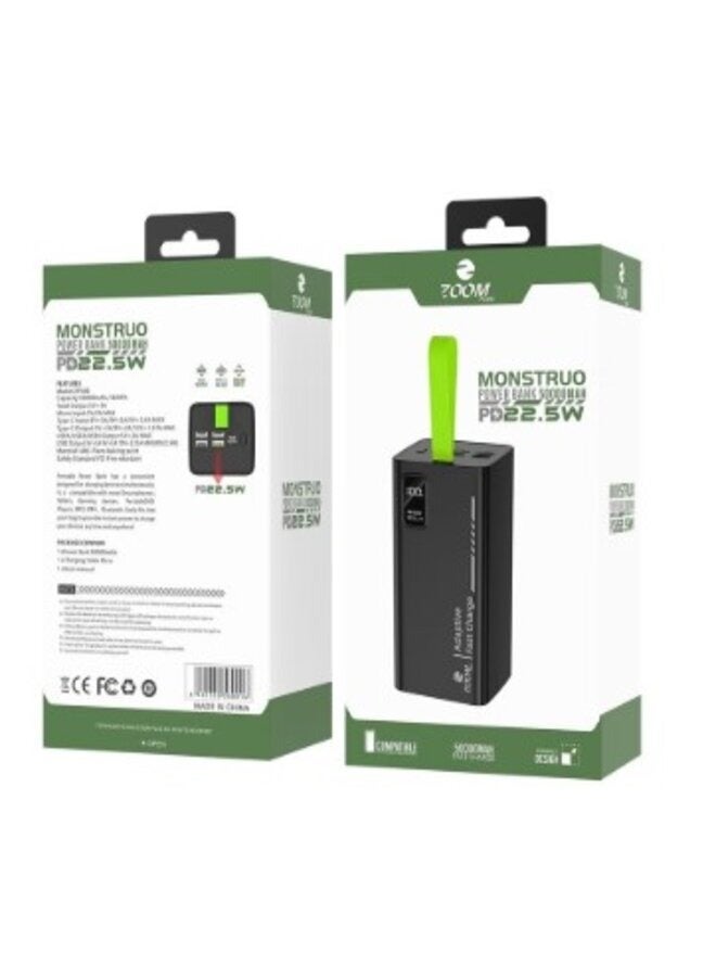 Zoom Plus ZP50B 50,000mAh Power Bank with 22.5W PD and 4 USB ports, and screen display - Image 2
