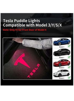 KASTWAVE Car Door Lights Logo Projector Lights for Tesla, Ultra-Bright LED 3D Laser Ghost Shadow Light, Never Fade Welcome Step Courtesy Lights for Model 3 Y S X Accessories, Plug and Play Red, 4pcs  - Image 2