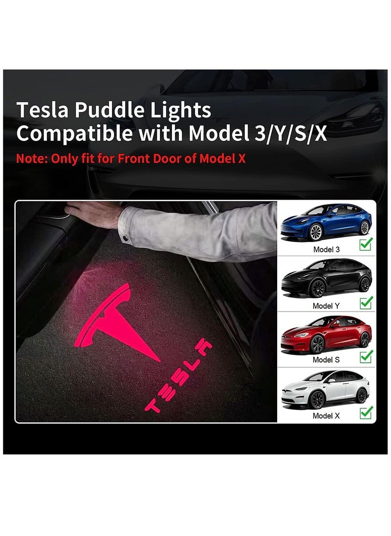KASTWAVE Car Door Lights Logo Projector Lights for Tesla, Ultra-Bright LED 3D Laser Ghost Shadow Light, Never Fade Welcome Step Courtesy Lights for Model 3 Y S X Accessories, Plug and Play Red, 4pcs  - Image 2