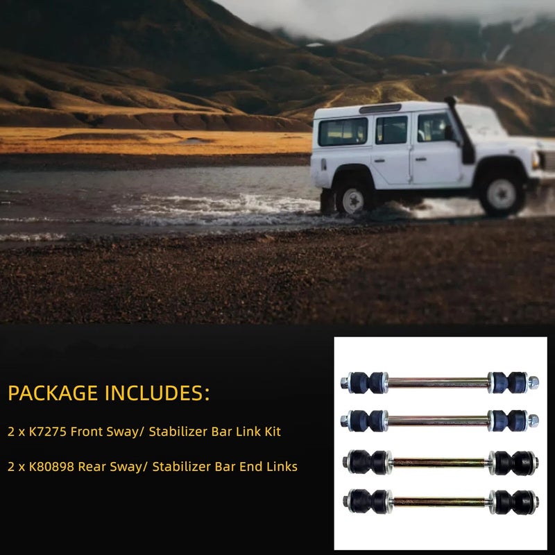 HHCM Front Rear Sway Bar Link Kit 4pc K7275 K80898 for Ford Explorer 2006-2010, Explorer Sport Trac 2007-2010, Front Rear Stabilizer Bar End Links for Mercury Mountaineer 2006-2010 - Image 3