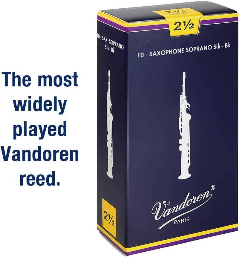 Vandoren Traditional Soprano Saxophone Reeds - Box of 10 - Strength 2.5 - Image 2