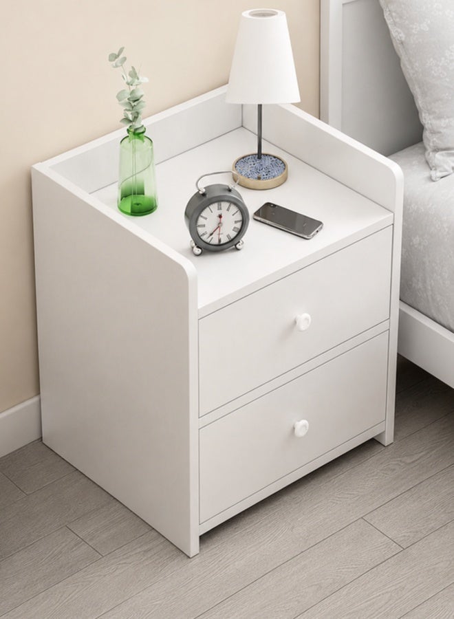 Wooden Bedside Table with 2 Drawers, Compact Nightstand Storage Cabinet, Small Side End Table for Bedroom, Living Room and Dorm, 32 × 26 × 40 cm - Image 2