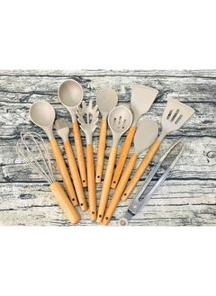 Silicone 12 In 1 Silicone Kitchen Utensil Set Beige  - Image 2