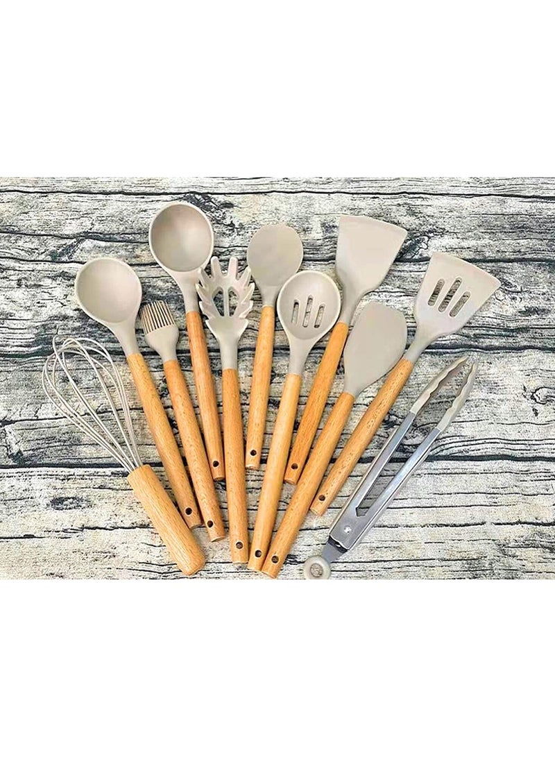 Silicone 12 In 1 Silicone Kitchen Utensil Set Beige  - Image 2