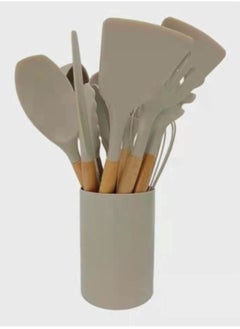 Silicone 12 In 1 Silicone Kitchen Utensil Set Beige  - Image 3