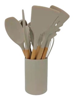 Silicone 12 In 1 Silicone Kitchen Utensil Set Beige  - Image 1