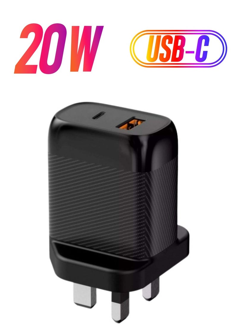 Bastec Fast Wall Charger with Dual Ports (PD + USB) for Quick Charging, 20W Power, Model BC202, BASTEC Brand - Image 1