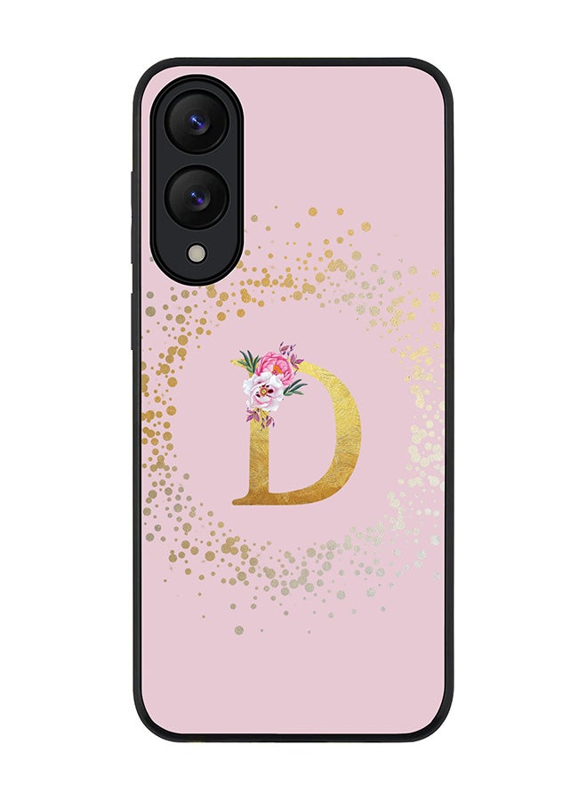 Stylizedd For Samsung Galaxy S25 Edge Case,Slim fit Camera Protection, Shockproof Thin Phone cover  - Custom Monogram Floral - D  (Pink )