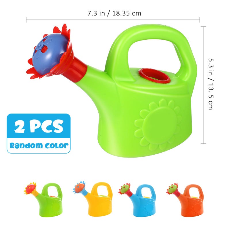 TOYANDONA 2PCS Watering Can Toys, Interesting Plastic Watering Can Toys Play House Garden Watering Can Toys for Children Beach Sand Toys (Random Color) - Image 2